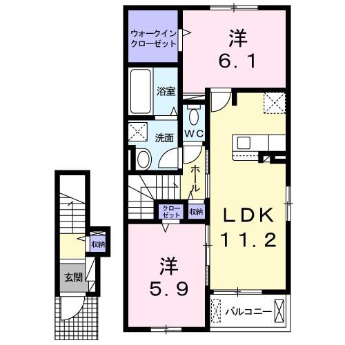 シェノンⅢ(2LDK/2階)の間取り写真