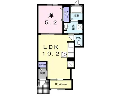 アルバーダ(1LDK/1階)の間取り写真