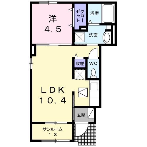 ベルゼルⅠ(1LDK/1階)の間取り写真