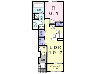 ベルゼルⅡ(1LDK/1階)の間取り写真
