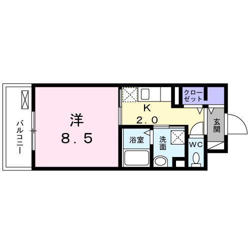 デライトコート・Ⅷ(1K/2階)の間取り写真