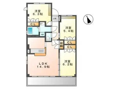 カーサ アクア(3LDK/2階)の間取り写真