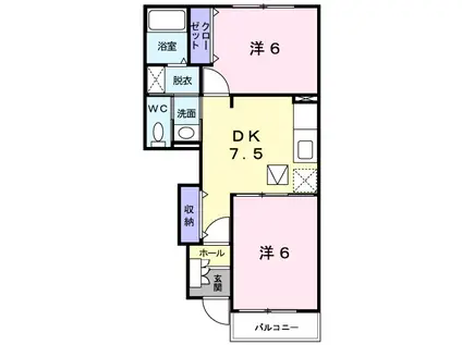 ドリーム(2DK/1階)の間取り写真