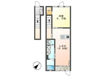 クレストⅤ(1LDK/2階)の間取り写真