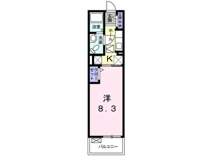 ウィンズ M タウン(1K/1階)の間取り写真