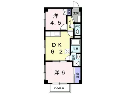 サンハイツ稲葉(2DK/2階)の間取り写真