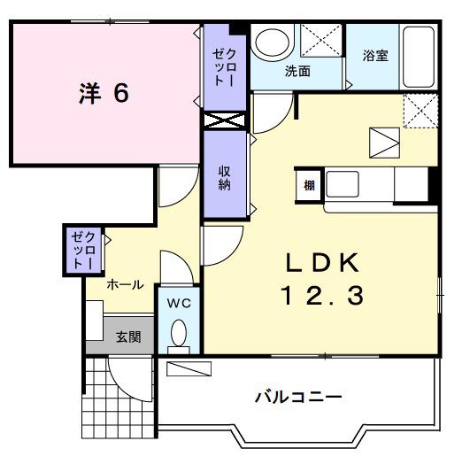 パツィエンテ カプリコルノ Ⅰ(1LDK/1階)の間取り写真