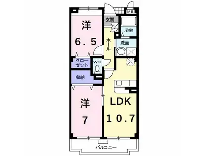 カーサ・ミレニアム(2LDK/1階)の間取り写真