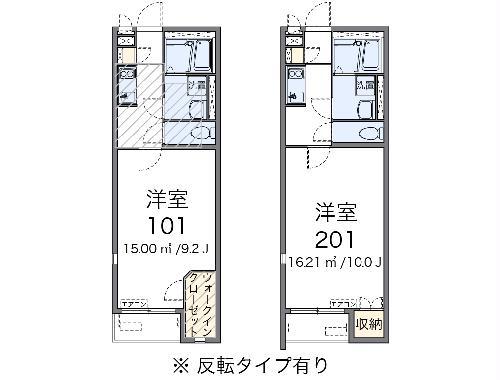 ミランダ三本木(1K/1階)の間取り写真