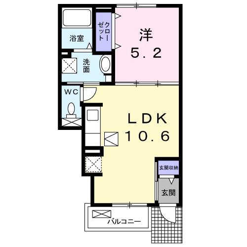 アルカンシエルⅢ(1LDK/1階)の間取り写真