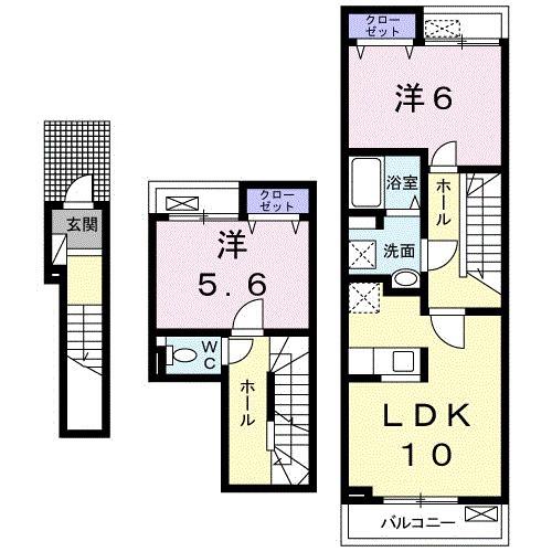 セイバリーⅠ(2LDK/2階)の間取り写真