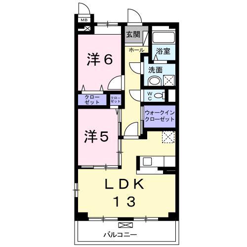 グレイト水広下(2LDK/3階)の間取り写真