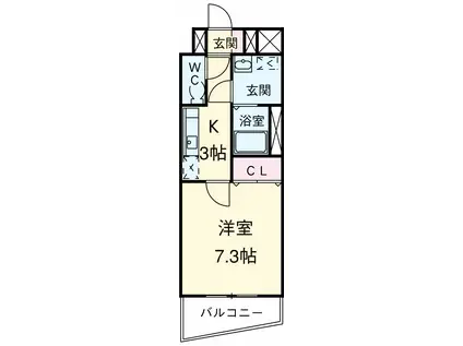 スリーピーラグーン(1K/4階)の間取り写真