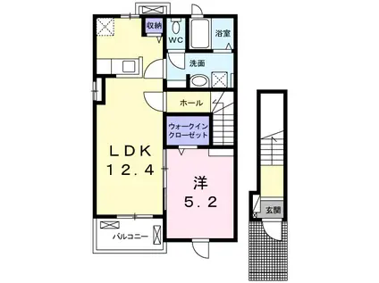 AMENITYⅡ(1LDK/2階)の間取り写真
