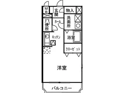 サンシティ ヴィオラ(ワンルーム/2階)の間取り写真