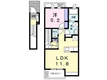 プラシード カーサⅠ(1LDK/2階)の間取り写真