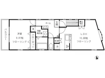 マーブルハウス(1LDK/2階)の間取り写真