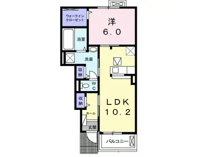 ラ・メールⅡ(1LDK/1階)の間取り写真