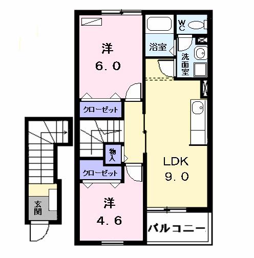 セレクト(2DK/2階)の間取り写真