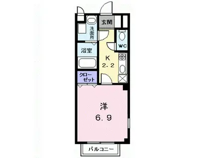 ヴィラジュ・フォンⅡ(1K/1階)の間取り写真