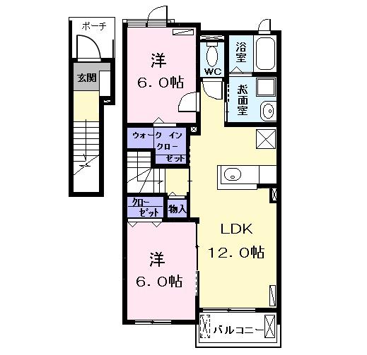 ボニート Ⅰ(2LDK/2階)の間取り写真