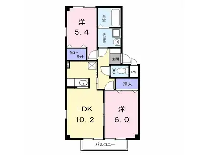 ファミールハイツKSA(2LDK/1階)の間取り写真