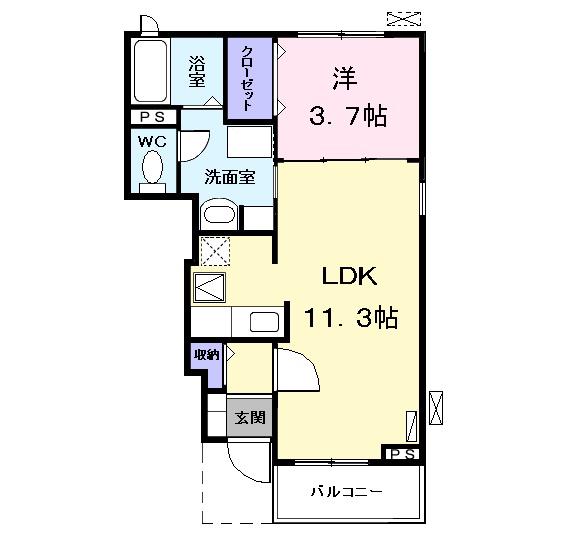 フィオーレⅢ(1LDK/1階)の間取り写真