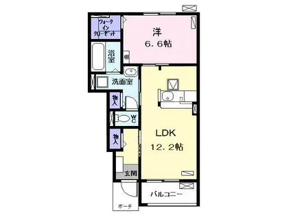 ベルエール B(1LDK/1階)の間取り写真