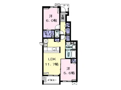 アロッジオ M Ⅲ(2LDK/1階)の間取り写真