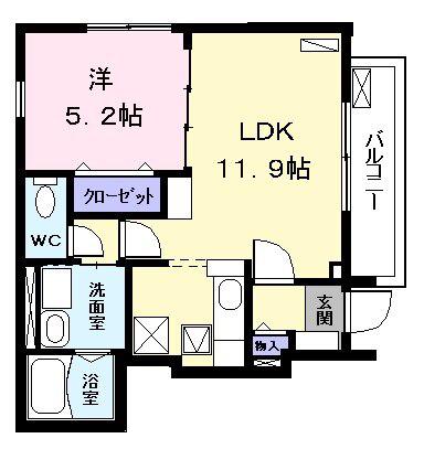 ラフレシール(1LDK/1階)の間取り写真