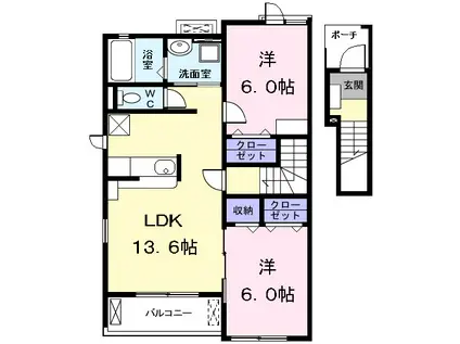 グリーン・アベニュー(2LDK/2階)の間取り写真