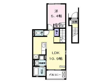エスポワールKⅡ(1LDK/2階)の間取り写真