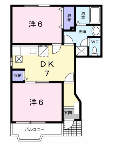 フリーデ&ミツヤⅠ(2DK/1階)の間取り写真