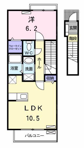リバーウエストⅠ(1LDK/2階)の間取り写真