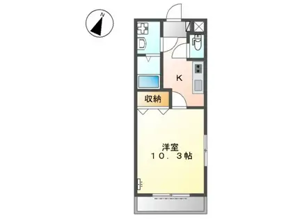 グリーンハイム(1K/1階)の間取り写真