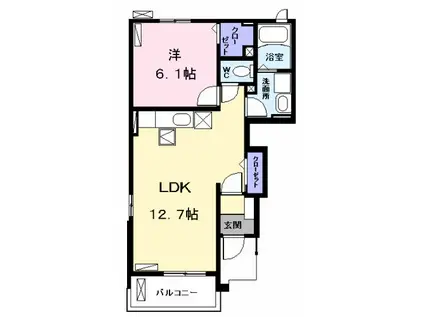 ローレルⅡ(1LDK/1階)の間取り写真