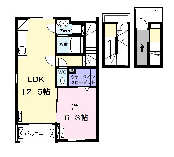レッドリーブス Ⅷ(1LDK/3階)の間取り写真