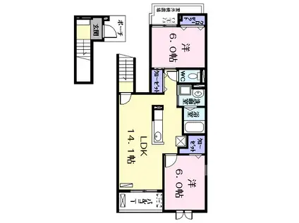 IT・PLACE Ⅱ(2LDK/2階)の間取り写真