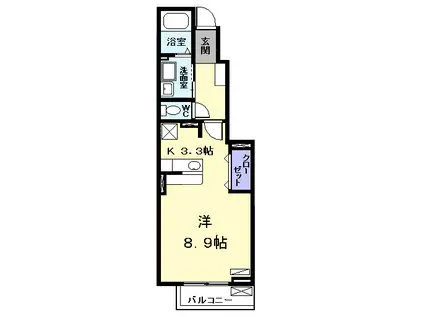ロイヤル川前 Ⅱ(ワンルーム/1階)の間取り写真