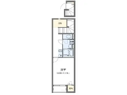 クレイノKANAMEⅢ(1K/2階)の間取り写真