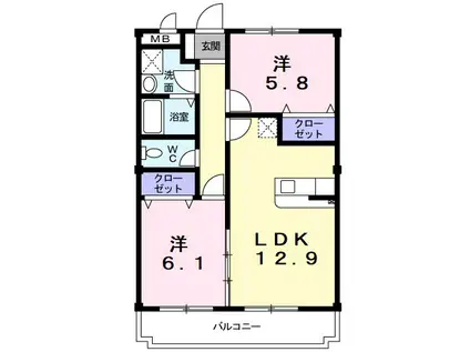 アーバンレジデンス(2LDK/3階)の間取り写真