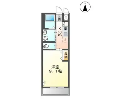 オーシャンⅡ(1K/1階)の間取り写真