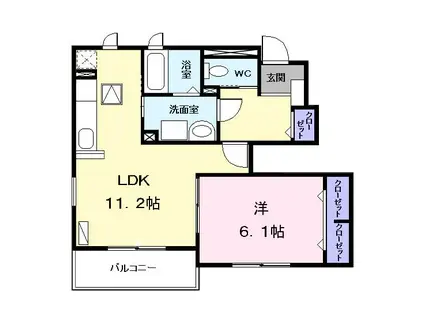 ノーブルヴィラⅡ(1LDK/1階)の間取り写真