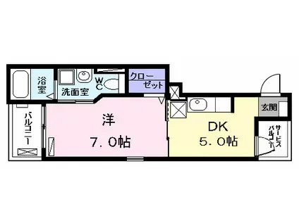 エムズステージⅥ(1DK/2階)の間取り写真