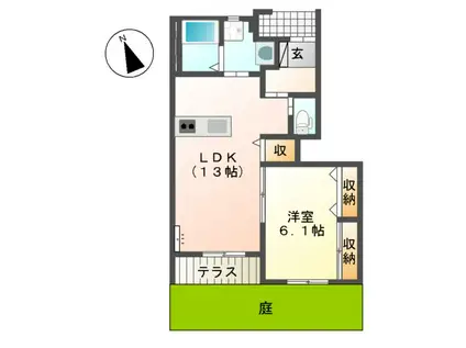 M・ROSE PINK Ⅰ(1LDK/1階)の間取り写真