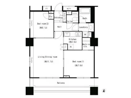 パークアクシス名駅南(2LDK/10階)の間取り写真