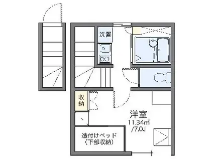 レオパレスハミング熱田(1K/2階)の間取り写真