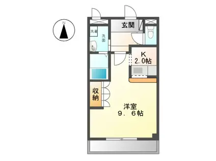 フリーデン中村(1K/2階)の間取り写真