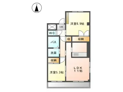 グランセル(2LDK/1階)の間取り写真