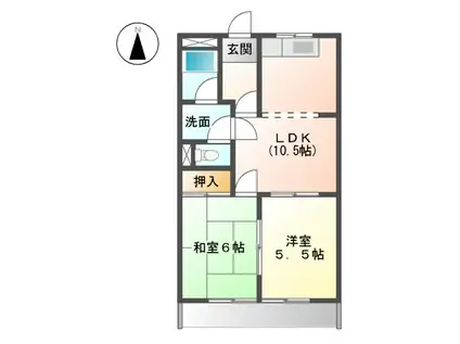 クィーンシティ信B(2LDK/1階)の間取り写真